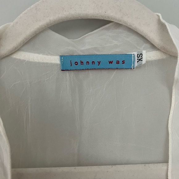 Johnny Was Sheer Blouse with Embroidered Long Sleeves - Picture 2 of 5